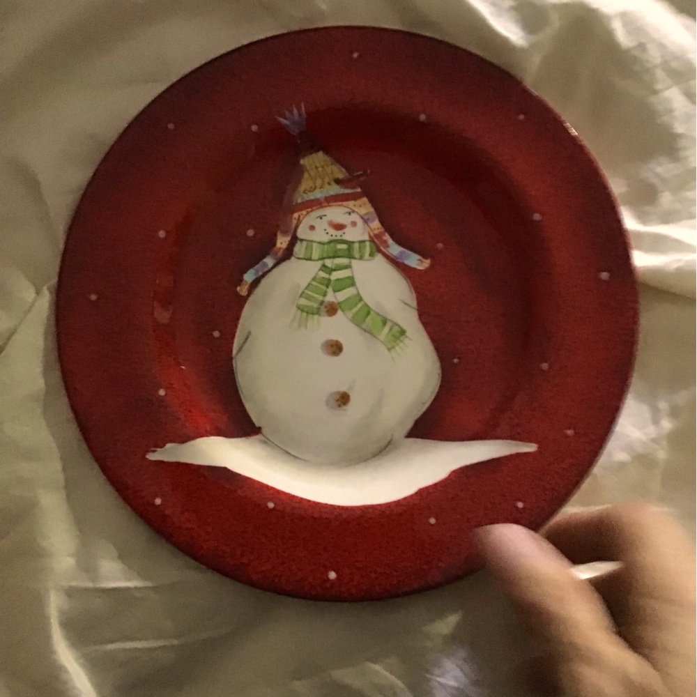 NEW NEW The Sakura Table Beautiful 8 Snowman Plates.